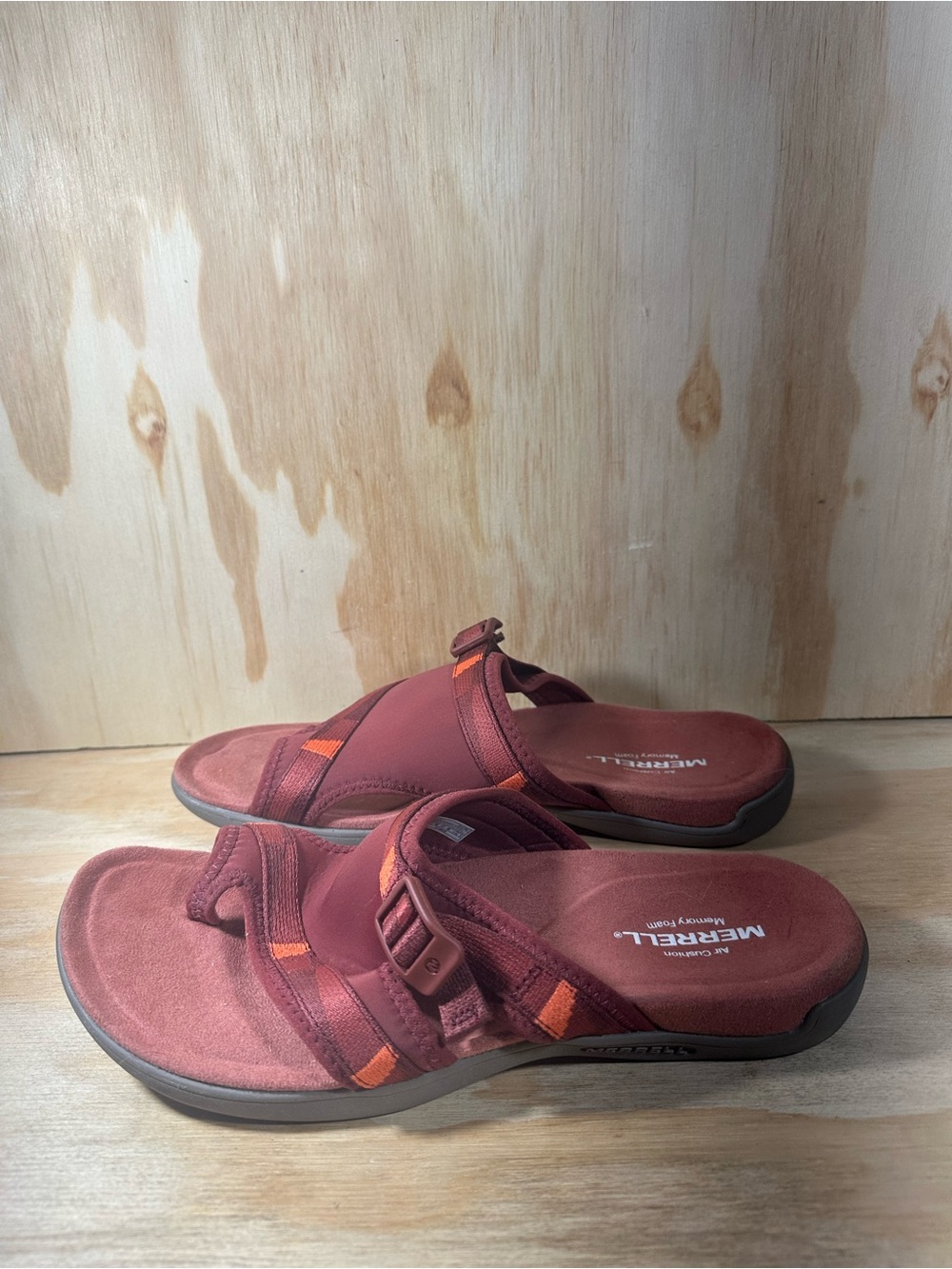 Merrell  Rust-Red Slide Sandals with Orange Accents Women’s Size 9 - Picture 8 of 8